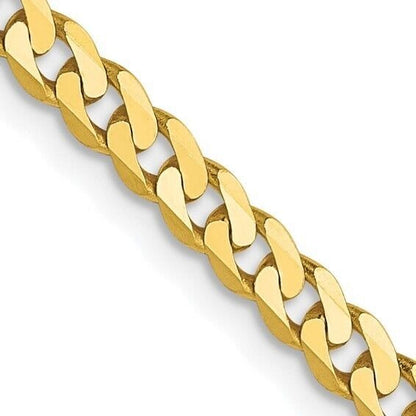 Leslies 10K Gold 2.4mm Flat Beveled Curb Chain Necklace 24 Inches Long