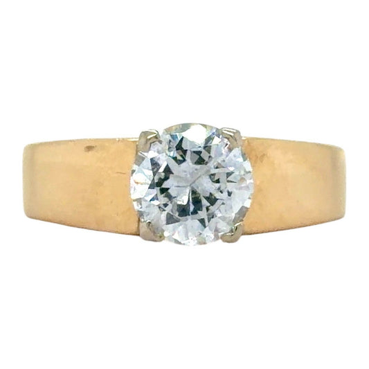 Cubic Zirconia Solitaire 14k Yellow Gold Ring 7.1g Size 7.25