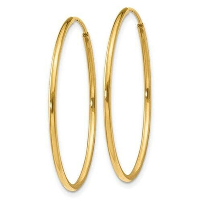 14k Yellow Gold  1.25mm Endless Hoop Earrings