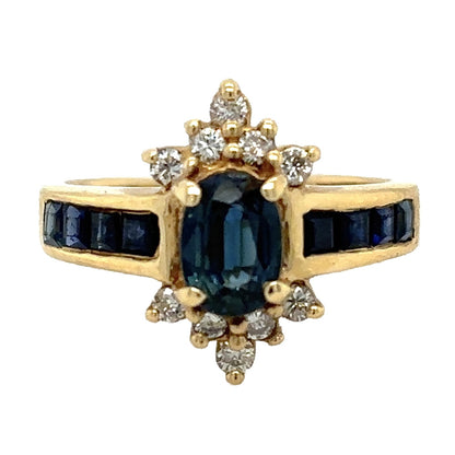 1.65ctw Sapphire & Diamond 14k Yellow Ring 3.6g Size 3.25