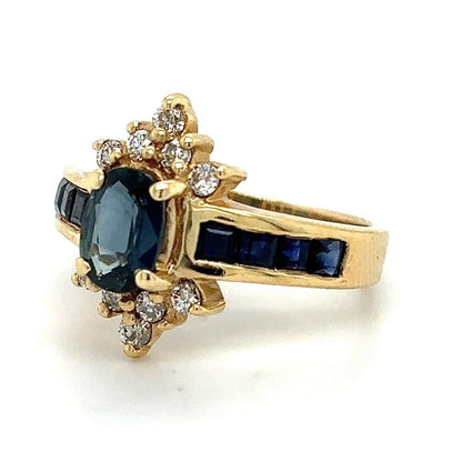 1.65ctw Sapphire & Diamond 14k Yellow Ring 3.6g Size 3.25