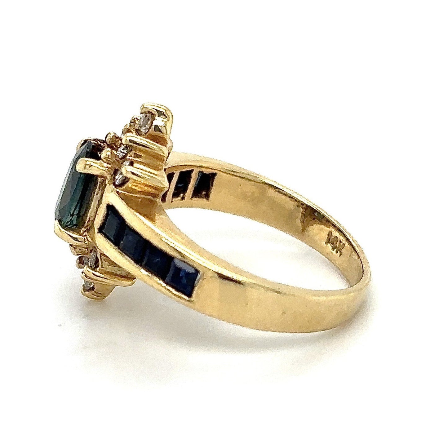 1.65ctw Sapphire & Diamond 14k Yellow Ring 3.6g Size 3.25