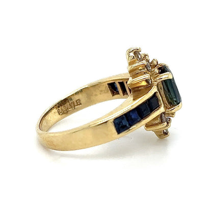 1.65ctw Sapphire & Diamond 14k Yellow Ring 3.6g Size 3.25