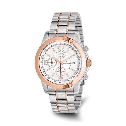 Two-Tone Stainless Steel & Rose Gold Chronograph Wristwatch With Date Display
