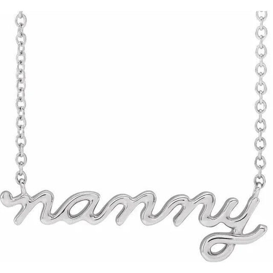 Sterling Silver "Nanny" Script Necklace 18" Chain