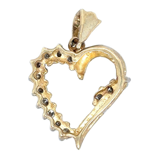 1/8ct Diamond 10k Yellow Gold Heart Charm Pendant 1.5g (SI1-2,G-H)