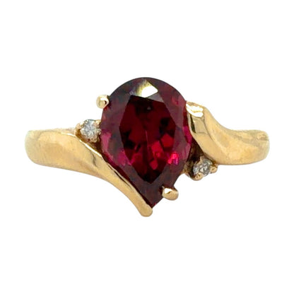 Amethyst & Diamond 14k Yellow Gold Ring 4.0g Size 6.25