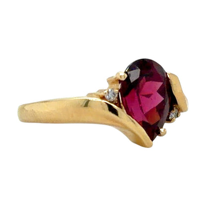 Amethyst & Diamond 14k Yellow Gold Ring 4.0g Size 6.25