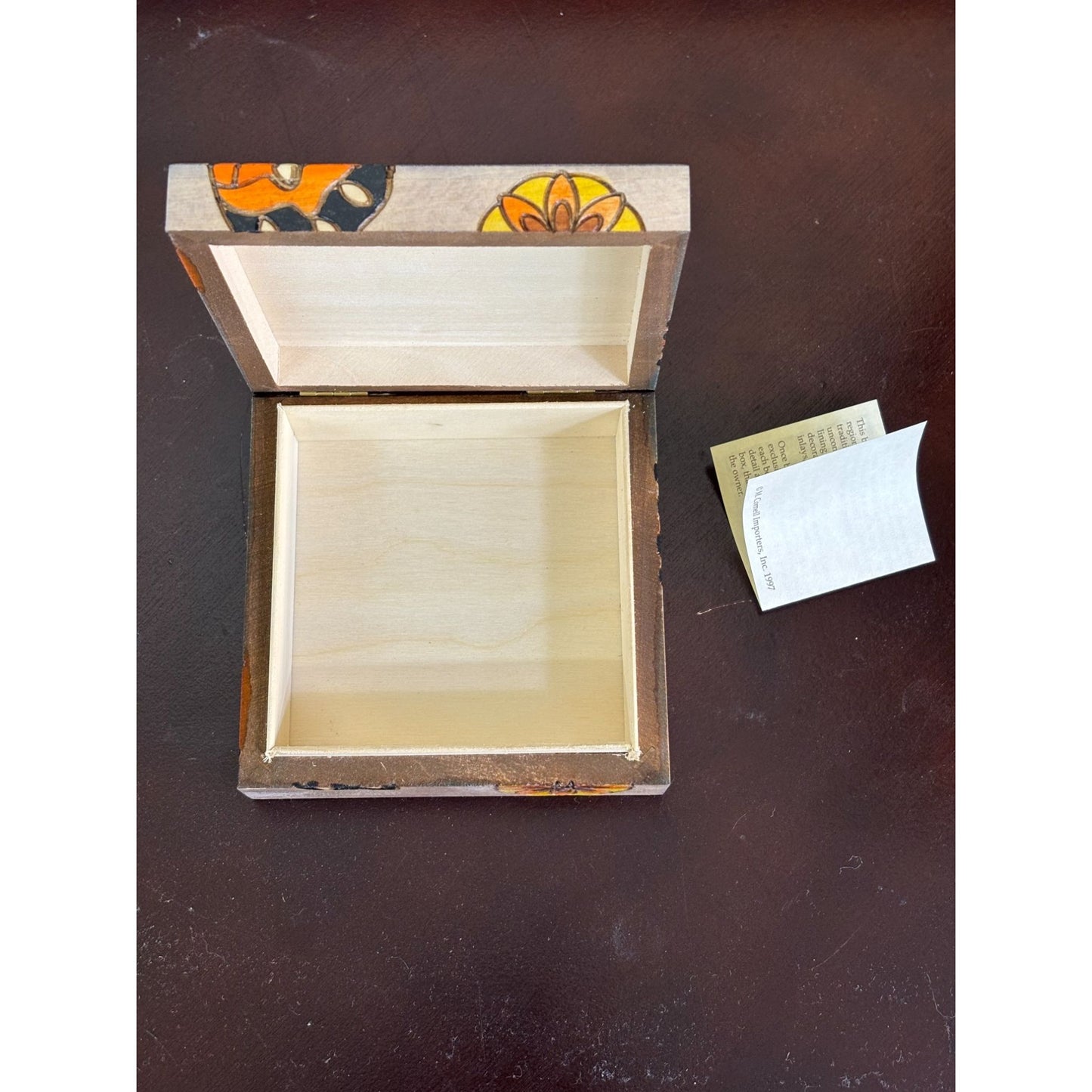 Handcrafted Wooden Butterfly Jewelry Box Orange & Black Design