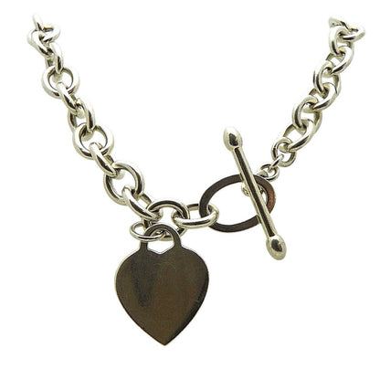 HEART CHARM ON LINK 18 INCH LONG NECKLACE REAL SOLID .925 STERLING SILVER 72.9 g