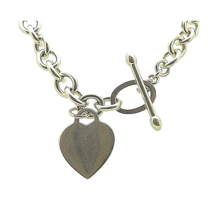 HEART CHARM ON LINK 18 INCH LONG NECKLACE REAL SOLID .925 STERLING SILVER 72.9 g