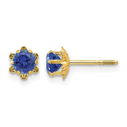 14k Madi K 4mm Round CZ September Birthstone Screwback Post Earrings
