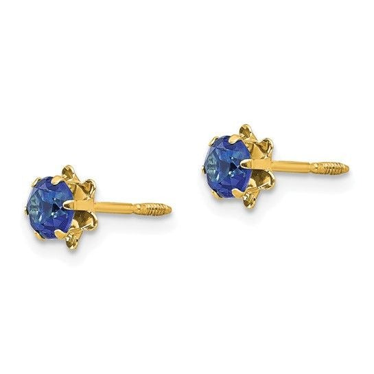 14k Madi K 4mm Round CZ September Birthstone Screwback Post Earrings
