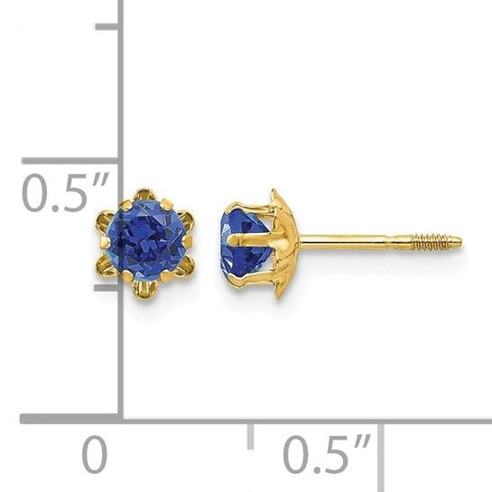14k Madi K 4mm Round CZ September Birthstone Screwback Post Earrings