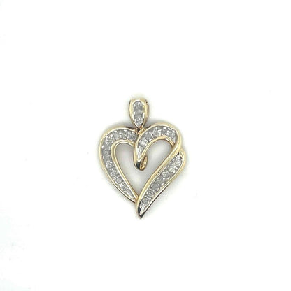 1/4 Ct Diamond Heart Pendant 10k Solid Yellow Gold 2.3g Clarity I3 Color G-H Elegant Sparkling Design For Women