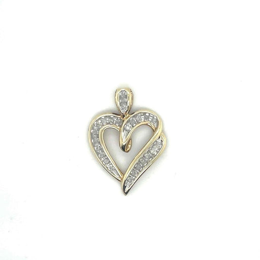 1/4 Ct Diamond Heart Pendant 10k Solid Yellow Gold 2.3g Clarity I3 Color G-H Elegant Sparkling Design For Women