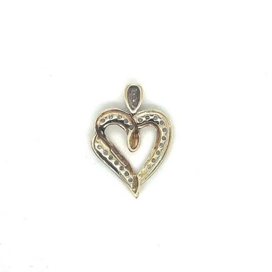 1/4 Ct Diamond Heart Pendant 10k Solid Yellow Gold 2.3g Clarity I3 Color G-H Elegant Sparkling Design For Women