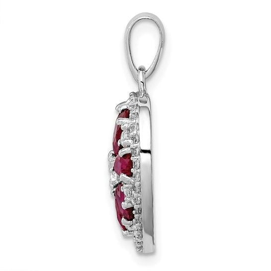 Premium Sterling Silver Ruby Heart Cz Pendant