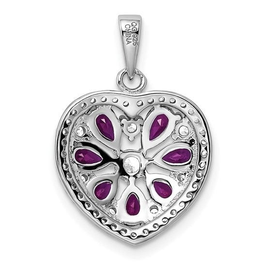 Premium Sterling Silver Ruby Heart Cz Pendant