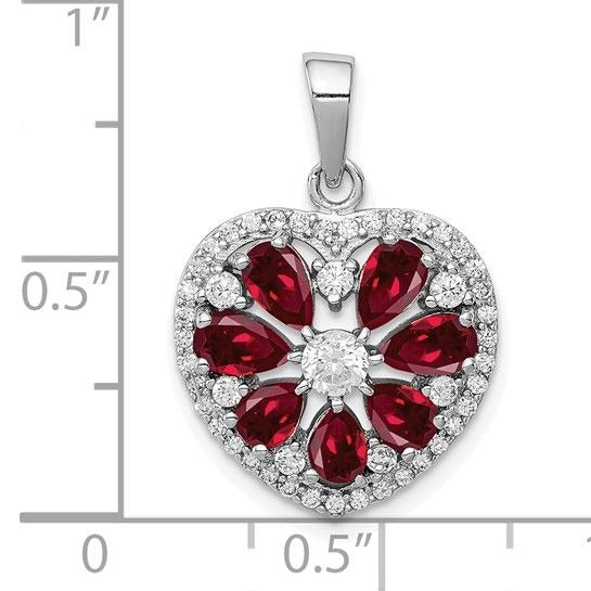 Premium Sterling Silver Ruby Heart Cz Pendant