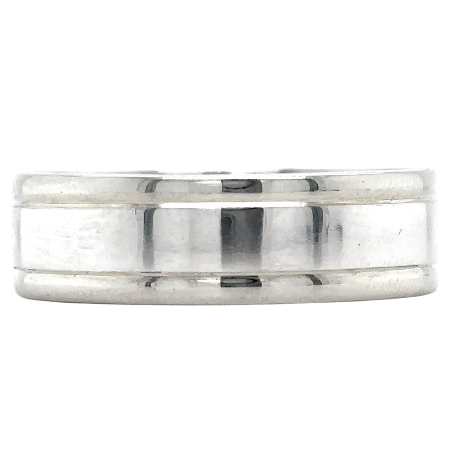 10k White Gold and Platinum 6.5mm Size 9.5 Band 8.1g