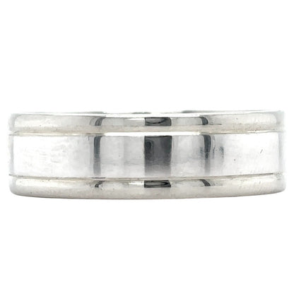 10k White Gold and Platinum 6.5mm Size 9.5 Band 8.1g