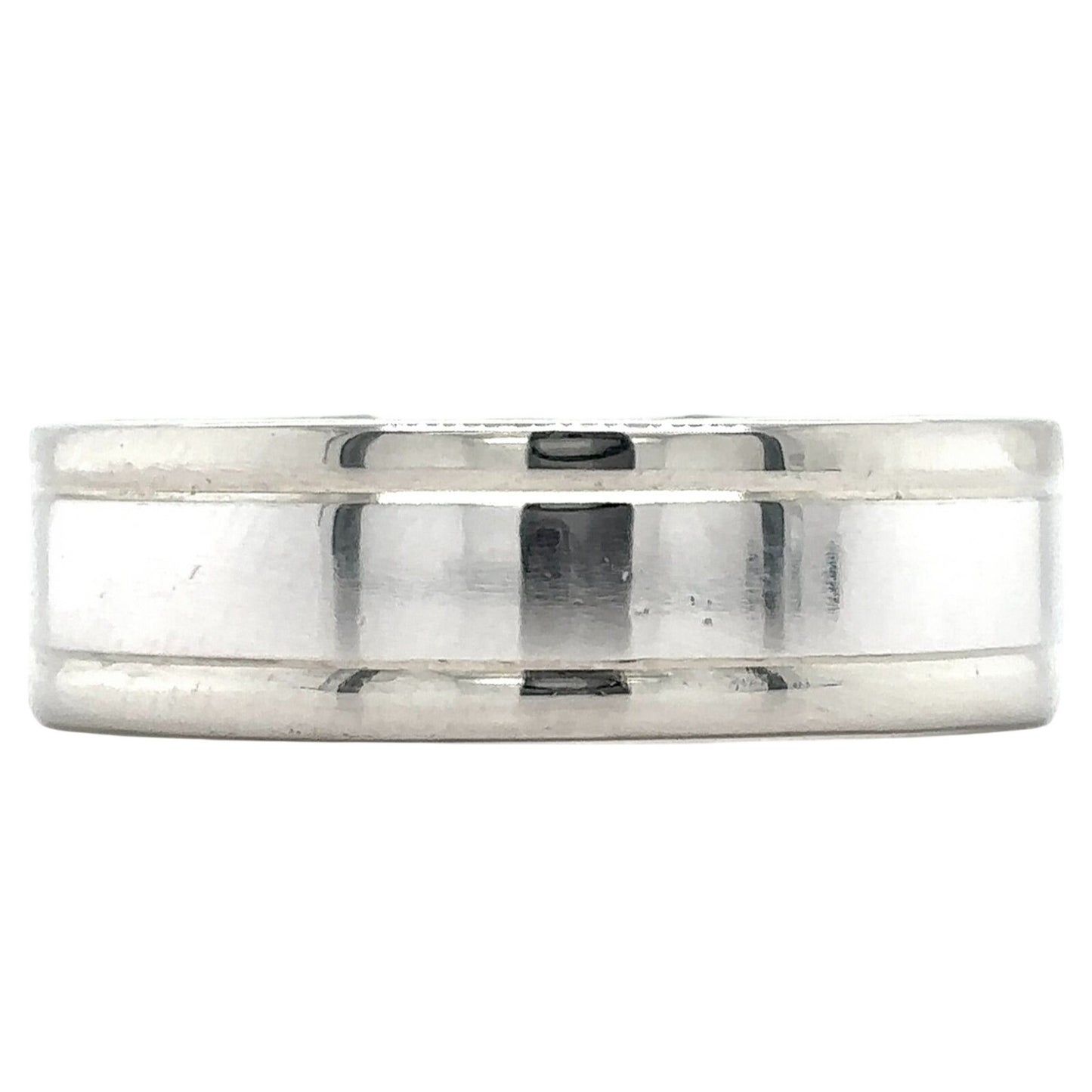 10k White Gold and Platinum 6.5mm Size 9.5 Band 8.1g
