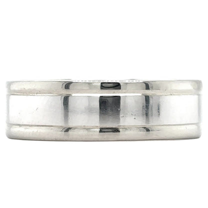 10k White Gold and Platinum 6.5mm Size 9.5 Band 8.1g