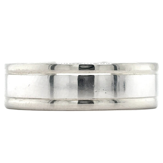 10k White Gold and Platinum 6.5mm Size 9.5 Band 8.1g