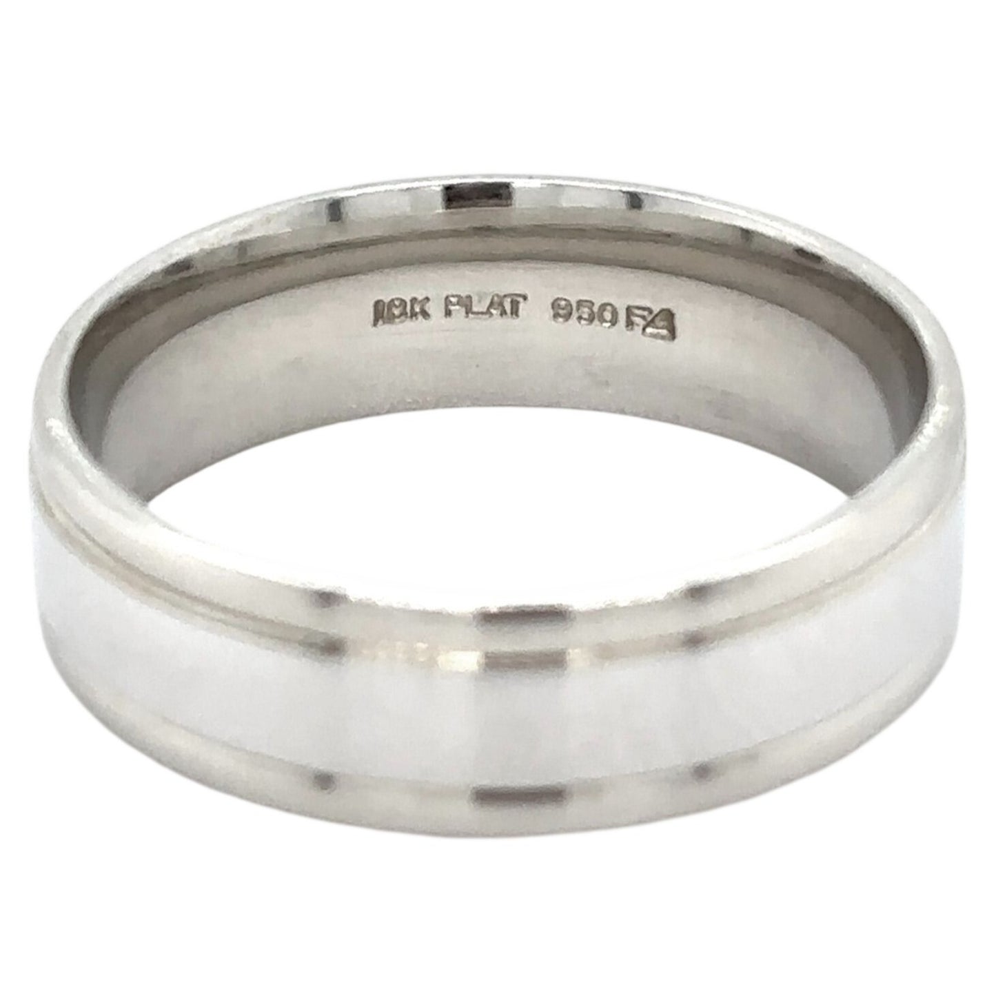 10k White Gold and Platinum 6.5mm Size 9.5 Band 8.1g