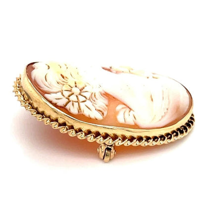 Vintage Cameo Pin Brooch Pendant 10K Yellow Gold 5.9g