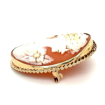 Vintage Cameo Pin Brooch Pendant 10K Yellow Gold 5.9g