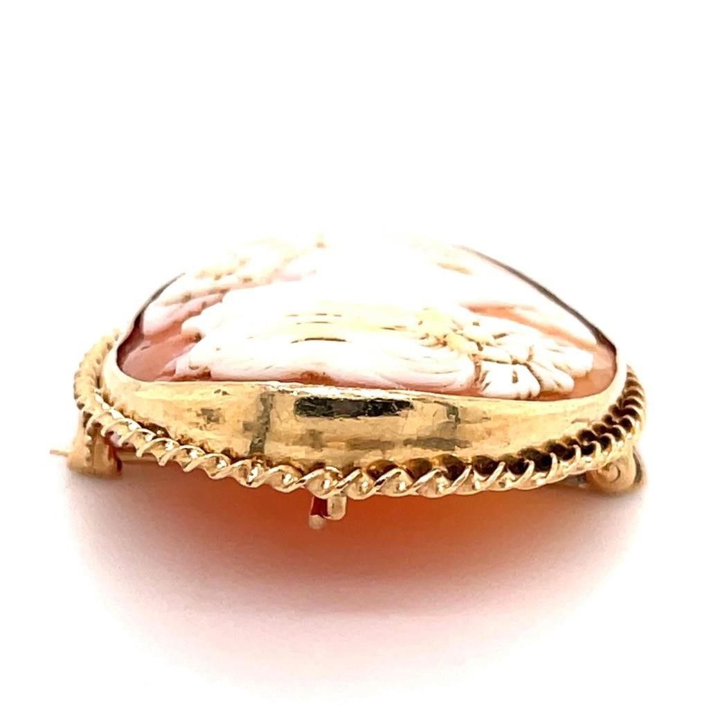 Vintage Cameo Pin Brooch Pendant 10K Yellow Gold 5.9g
