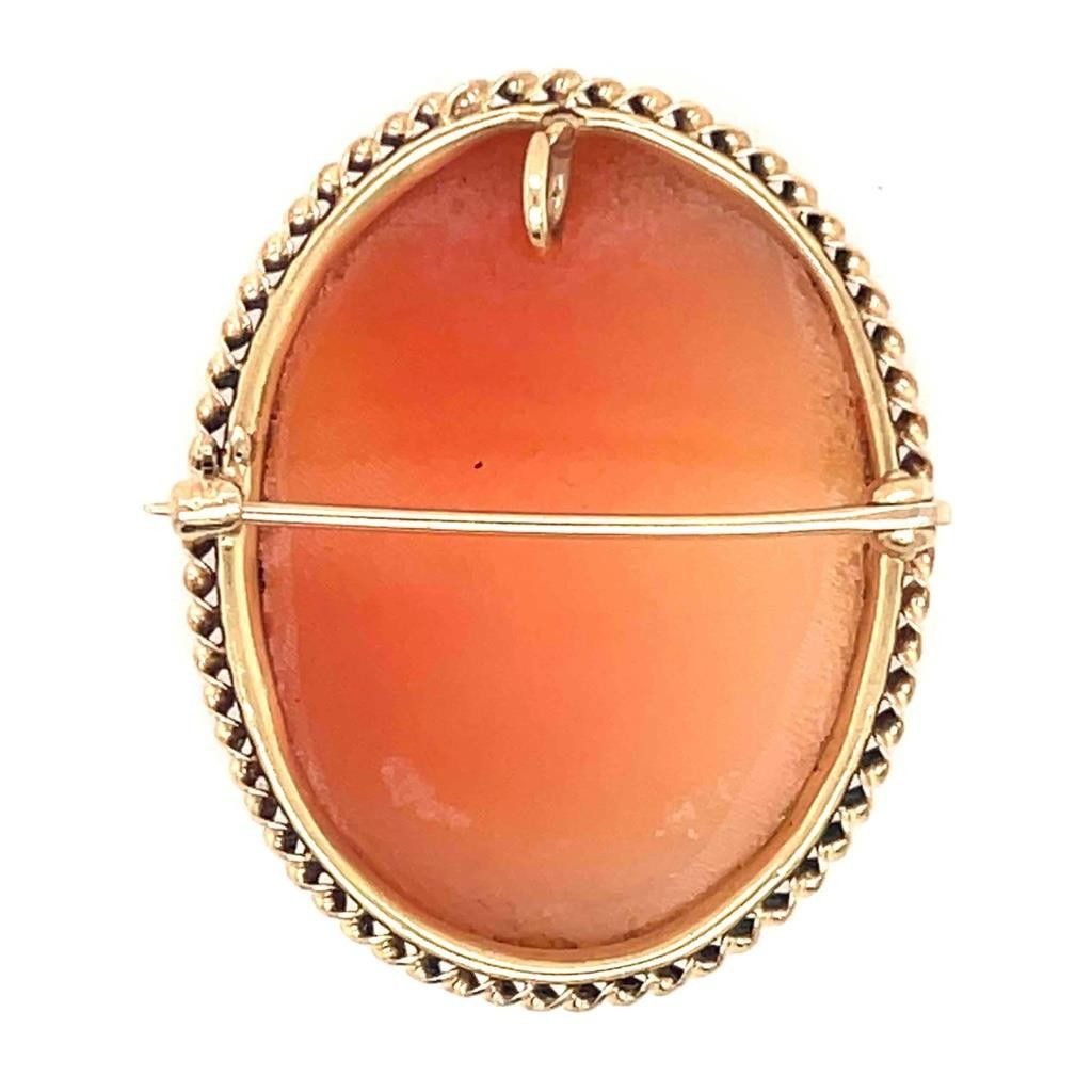 Vintage Cameo Pin Brooch Pendant 10K Yellow Gold 5.9g