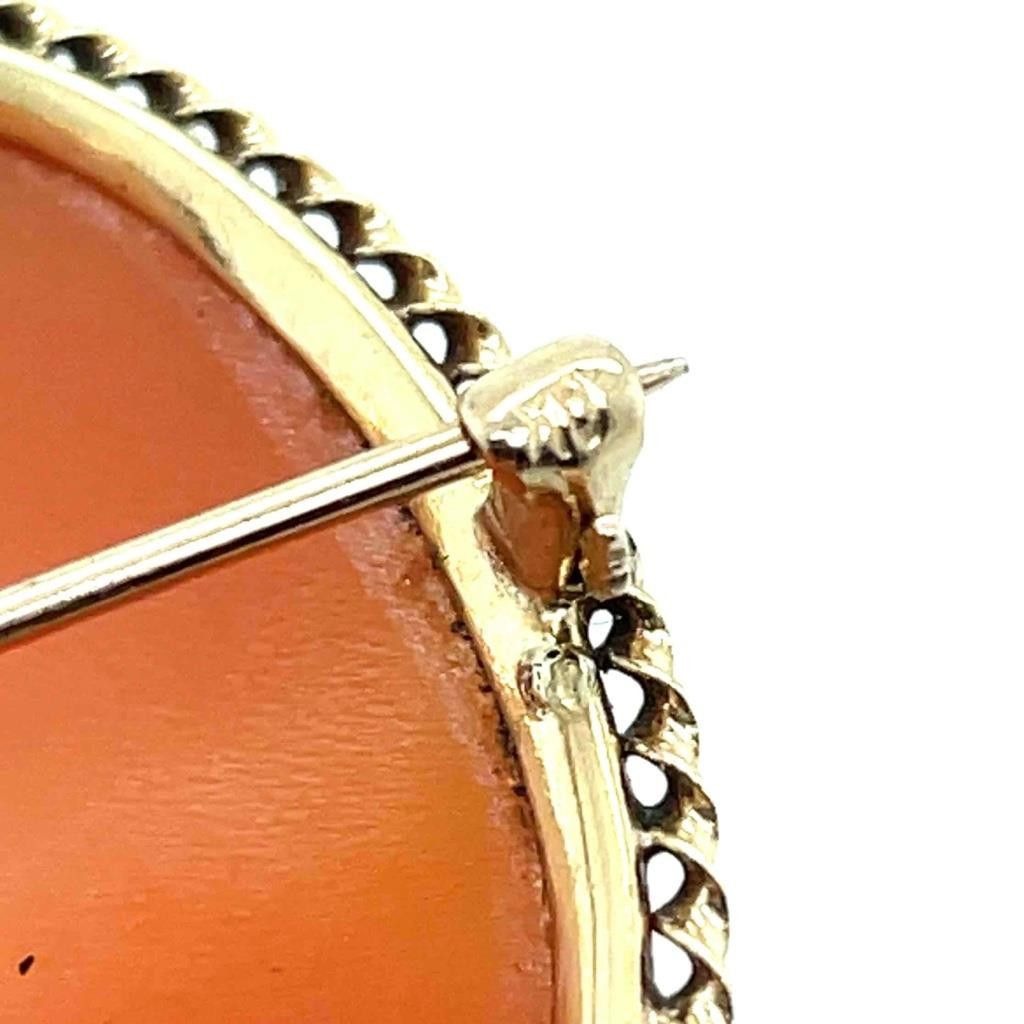 Vintage Cameo Pin Brooch Pendant 10K Yellow Gold 5.9g