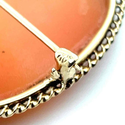 Vintage Cameo Pin Brooch Pendant 10K Yellow Gold 5.9g
