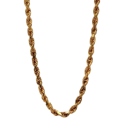 1.3mm 14k Yellow Gold Rope Chain Necklace 24" 5.2g