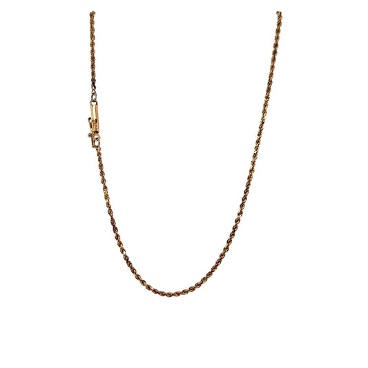 1.3mm 14k Yellow Gold Rope Chain Necklace 24" 5.2g