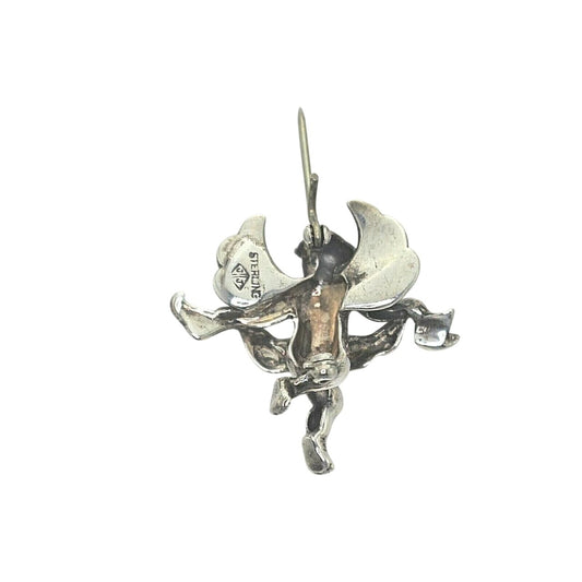 Vintage 3D Cherub Brooch With Marcasite .925 Sterling Silver 8.5g Elegant Jewelry Accessory Classic Design