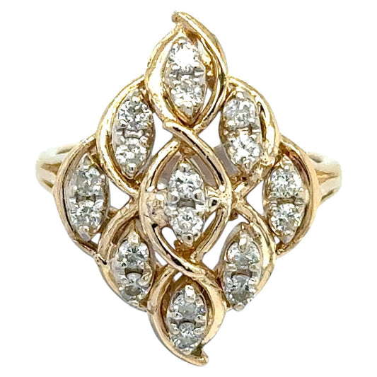 14K Yellow Gold 3/8ctw Diamond Ring 5.3g Size 6.5 (SI2-I1,G-I)