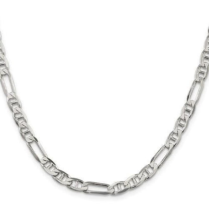 Sterling Silver 5.5mm Figaro Anchor Chain 20in White 925 Lobster Clasp