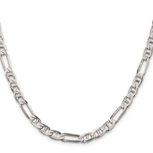 Sterling Silver 5.5mm Figaro Anchor Chain 20in White 925 Lobster Clasp