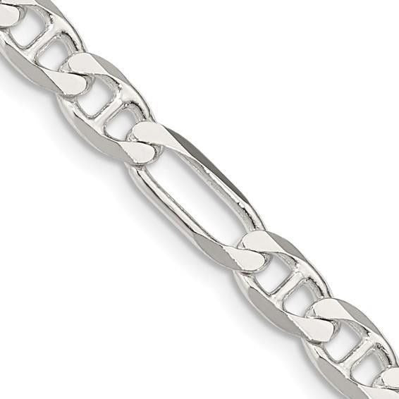 Sterling Silver 5.5mm Figaro Anchor Chain 20in White 925 Lobster Clasp