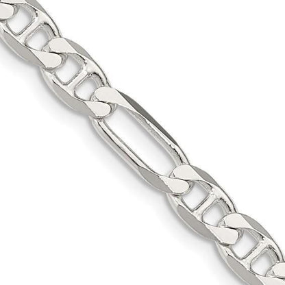 Sterling Silver 5.5mm Figaro Anchor Chain 20in White 925 Lobster Clasp