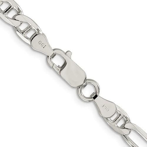 Sterling Silver 5.5mm Figaro Anchor Chain 20in White 925 Lobster Clasp
