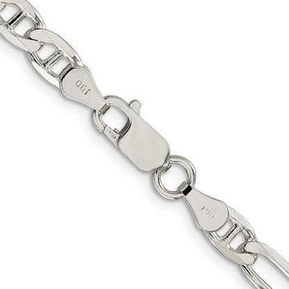 Sterling Silver 5.5mm Figaro Anchor Chain 20in White 925 Lobster Clasp