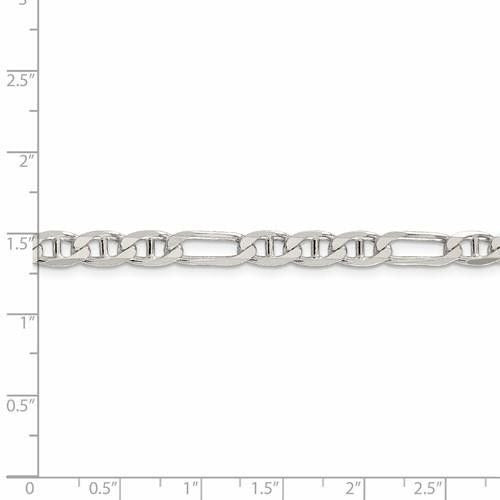 Sterling Silver 5.5mm Figaro Anchor Chain 20in White 925 Lobster Clasp