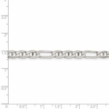 Sterling Silver 5.5mm Figaro Anchor Chain 20in White 925 Lobster Clasp