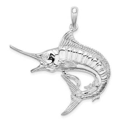 Sterling Silver Marlin Fish Pendant Charm 925
