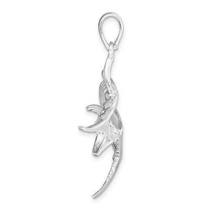 Sterling Silver Marlin Fish Pendant Charm 925